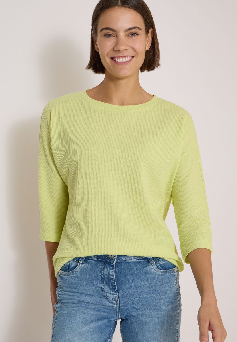 3/4-Arm Shirt mit Waffelstruktur