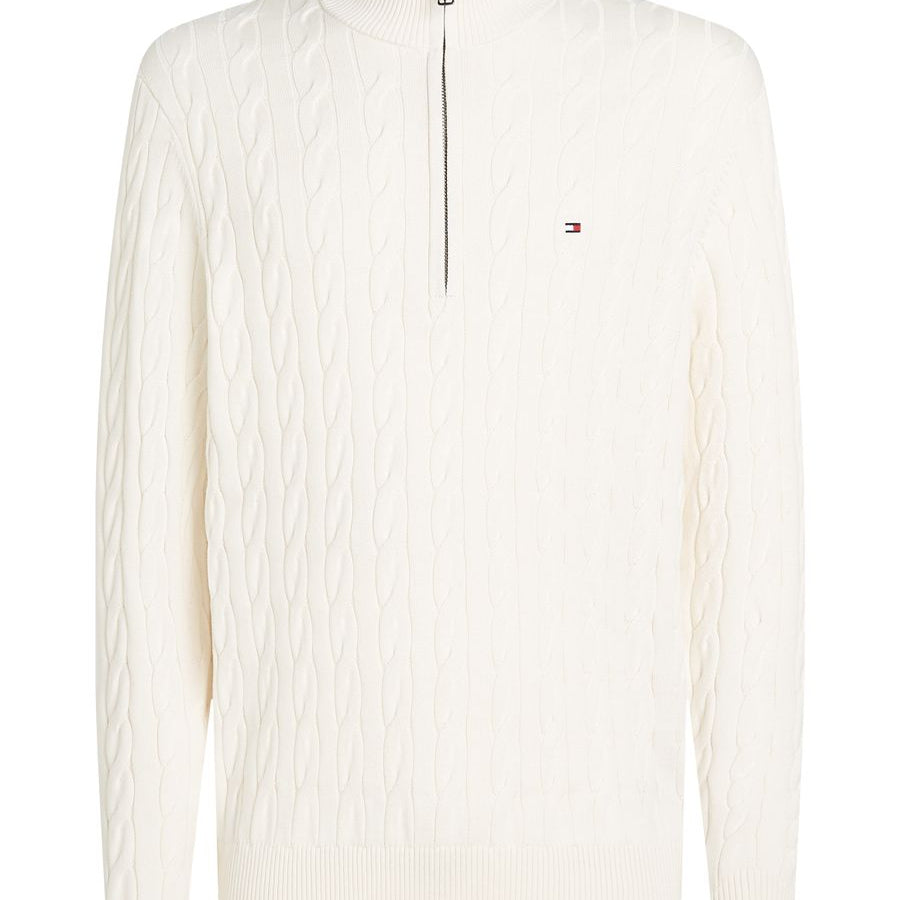 CLASSIC COTTON CABLE ZIP MOCK