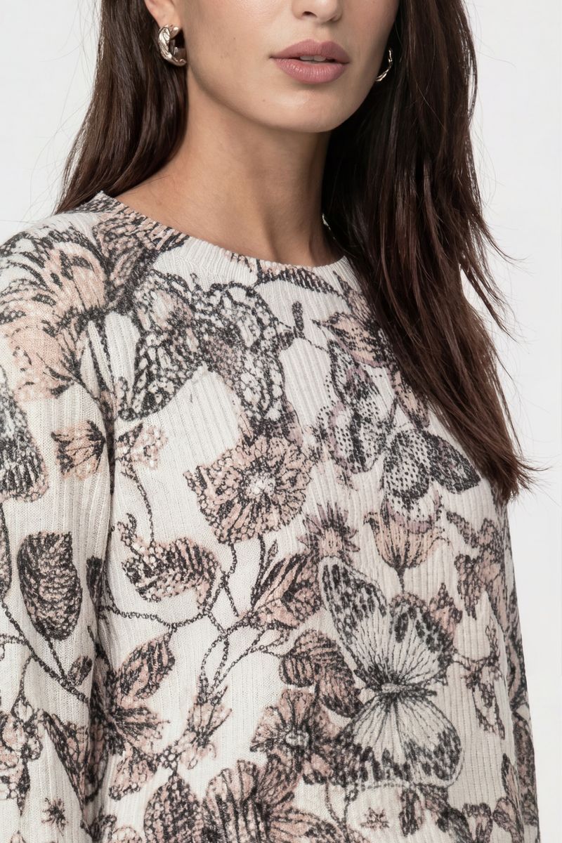 Strickpullover mit Blumenmuster