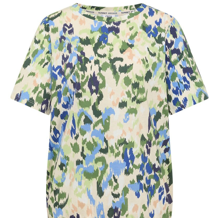 T-Shirt mit Boat Neck und Print