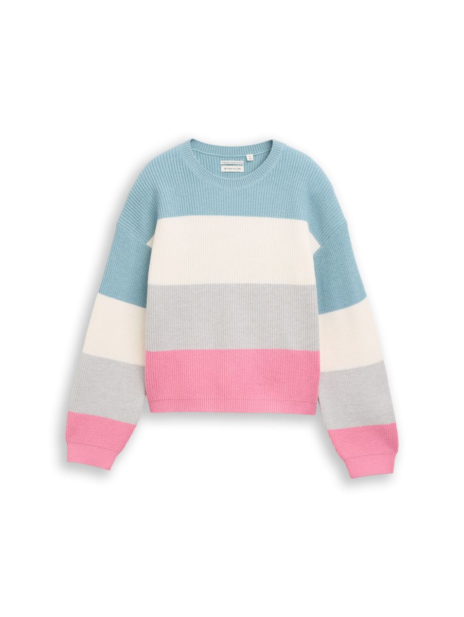 Cropped Strickpullover mit Colour Blocking