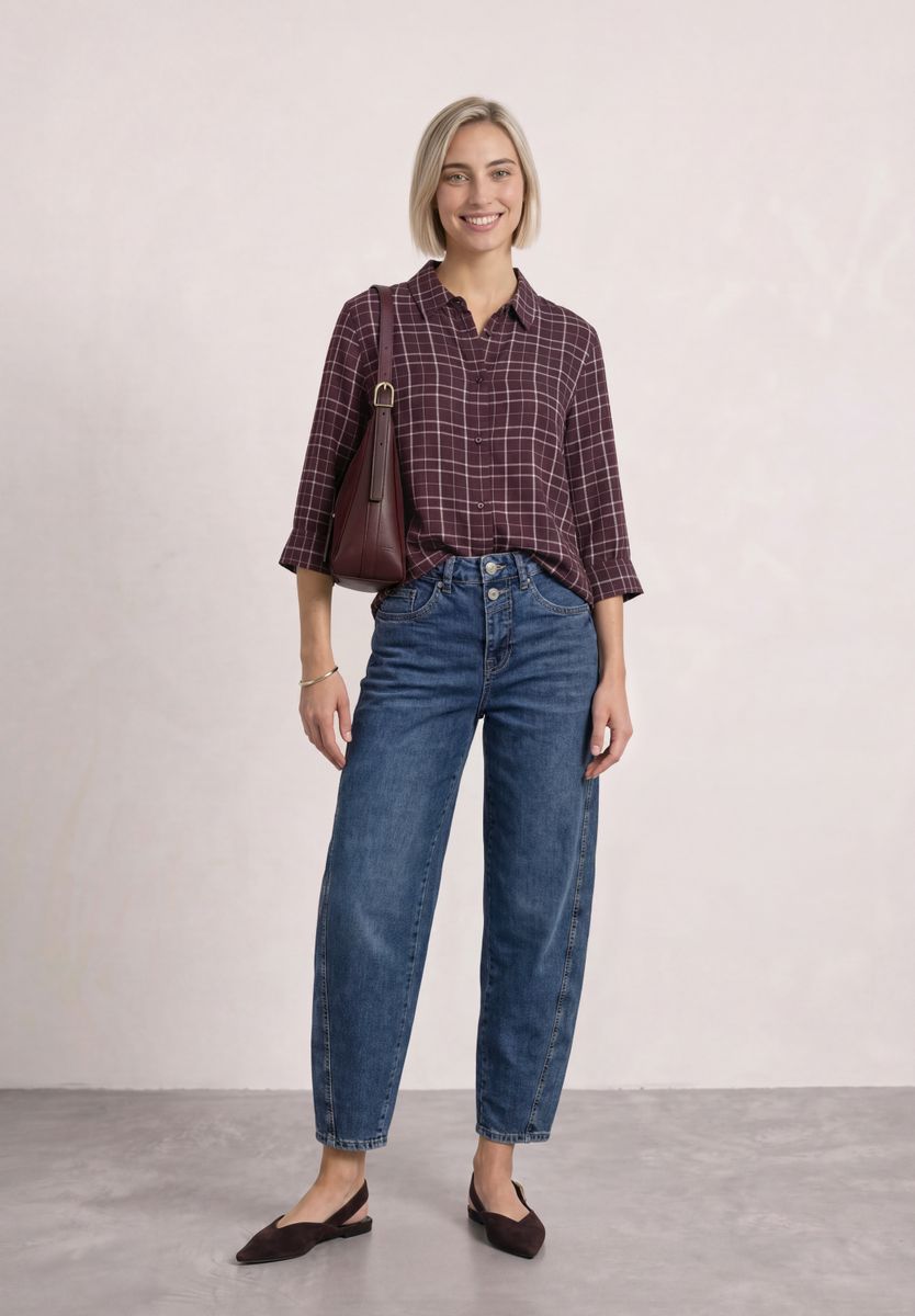 3/4-Arm Hemdbluse mit Muster