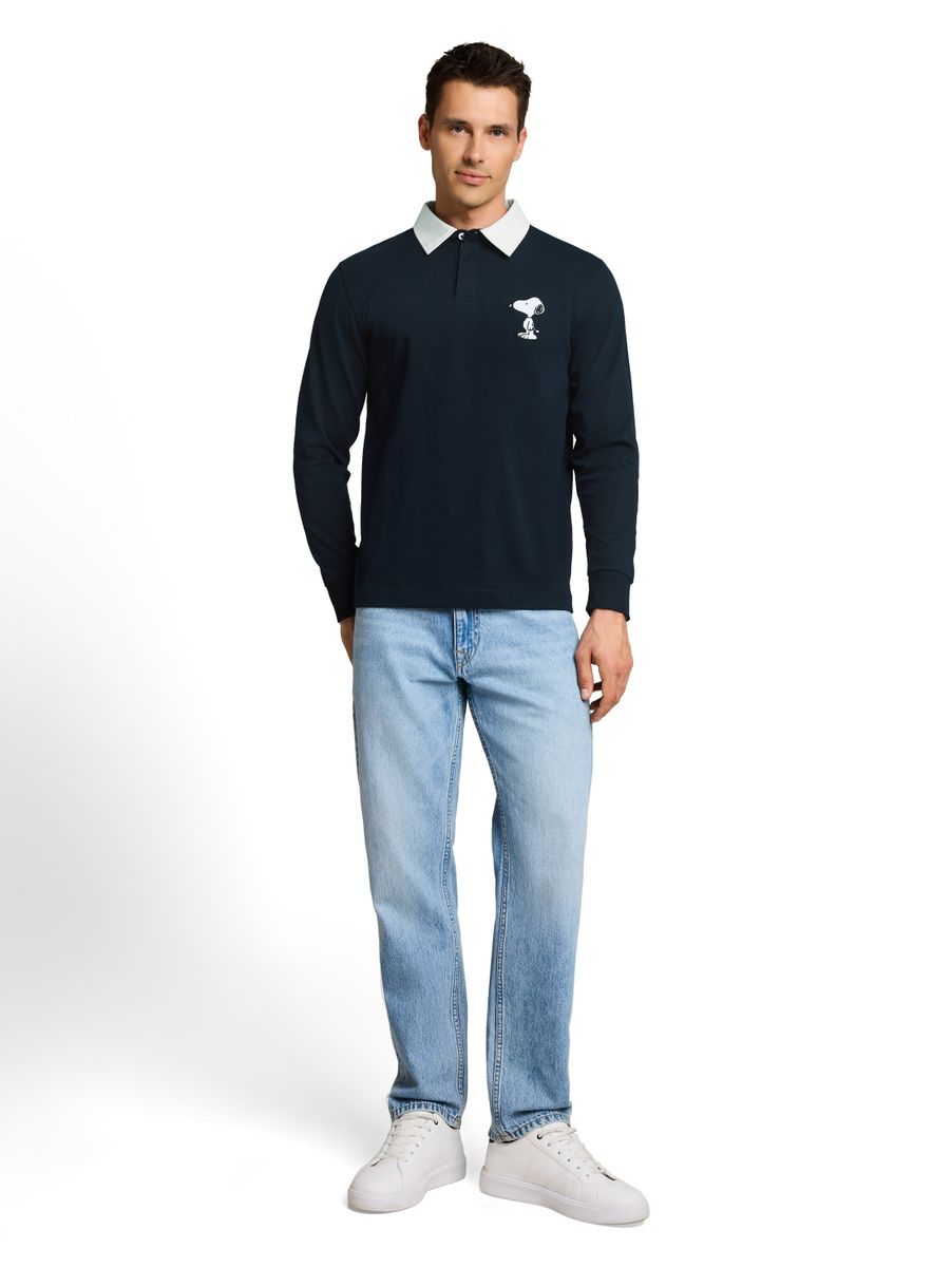 Langarm Poloshirt mit Snoopy-Rückenprint