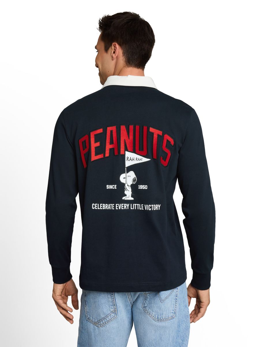 Langarm Poloshirt mit Snoopy-Rückenprint