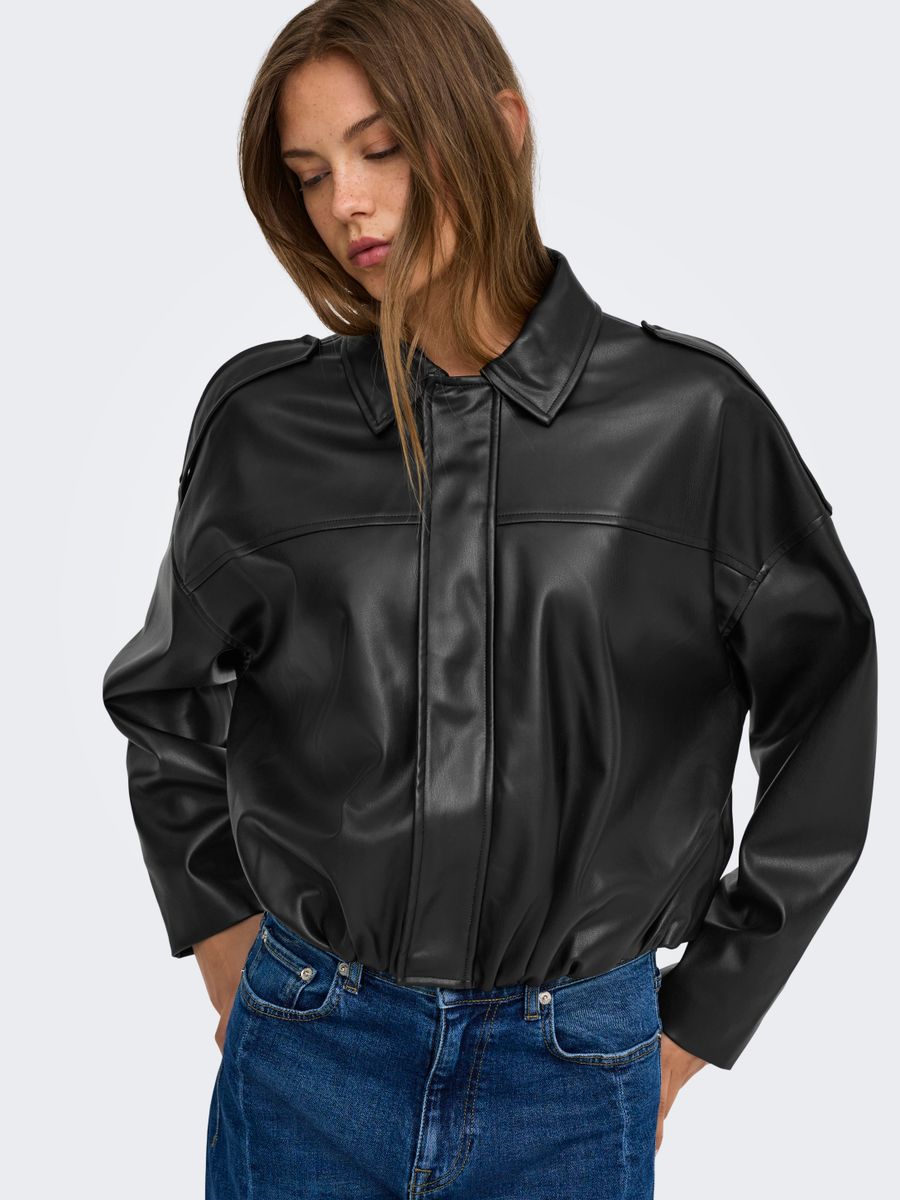 ONLMOON-NELI L/S FAUX LEATHER BOMBER PNT