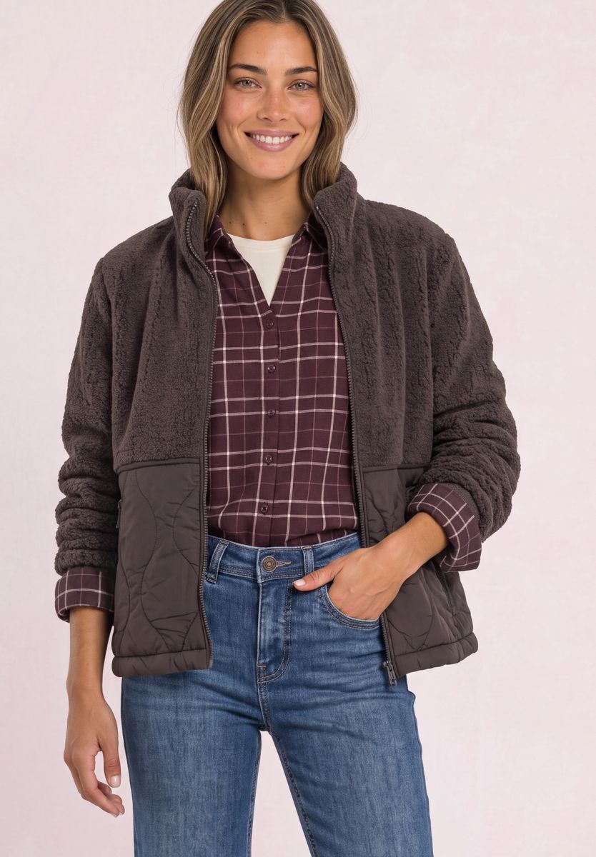 Teddy-Jacke mit Softshelldetails