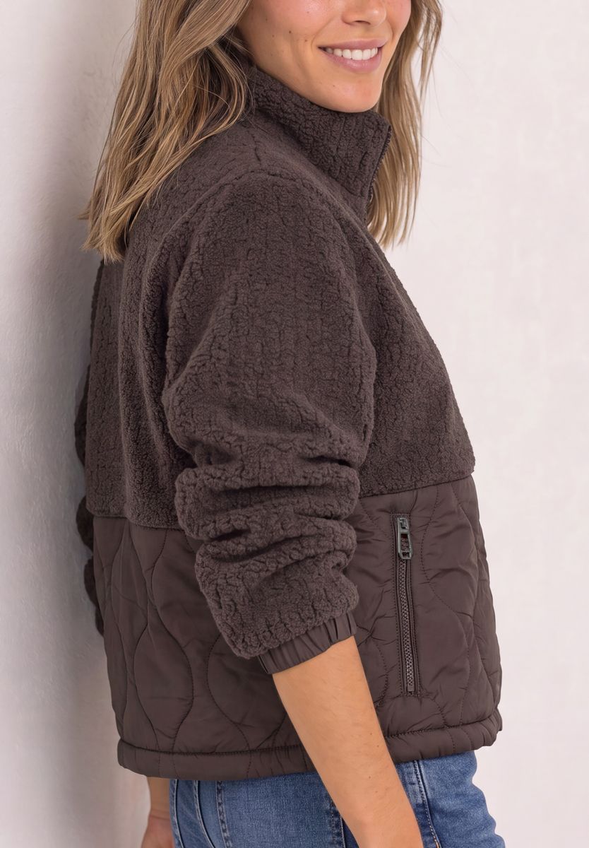Teddy-Jacke mit Softshelldetails