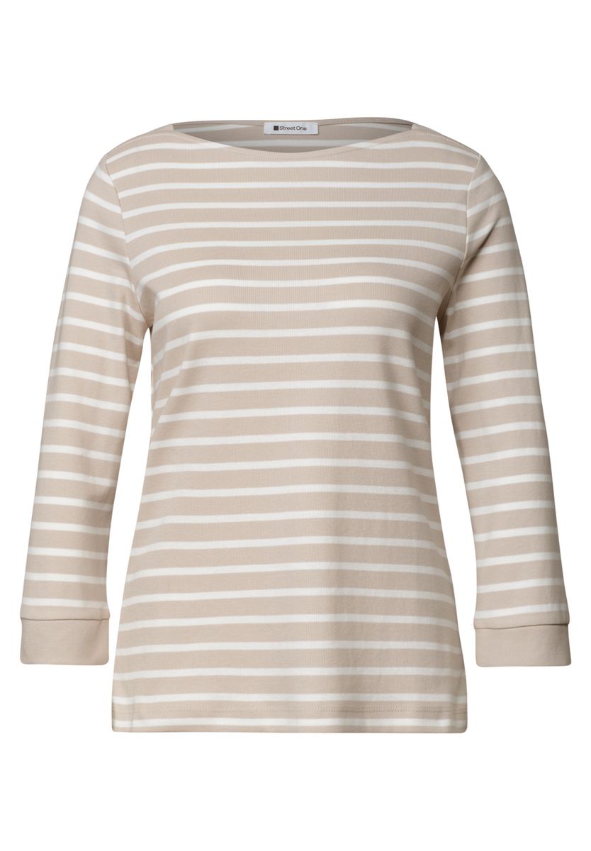 3/4-Arm Shirt mit U-Boot-Ausschnitt
