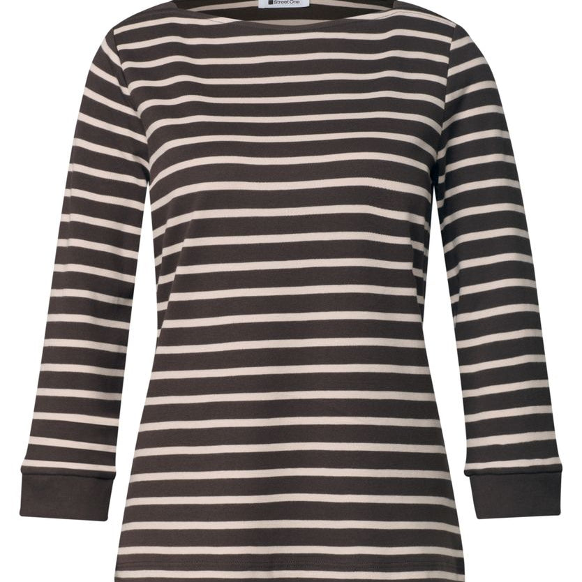 3/4-Arm Shirt mit U-Boot-Ausschnitt