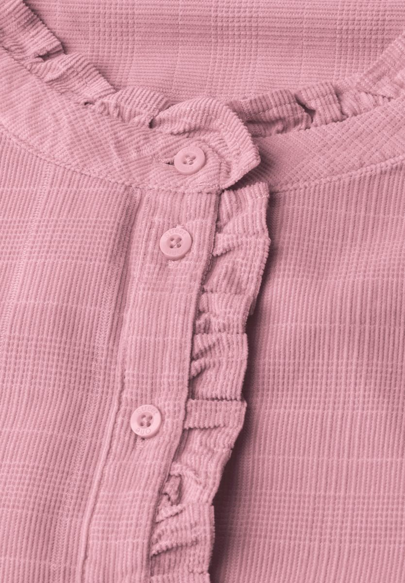 Langarm Cordbluse mit Rüschendetails