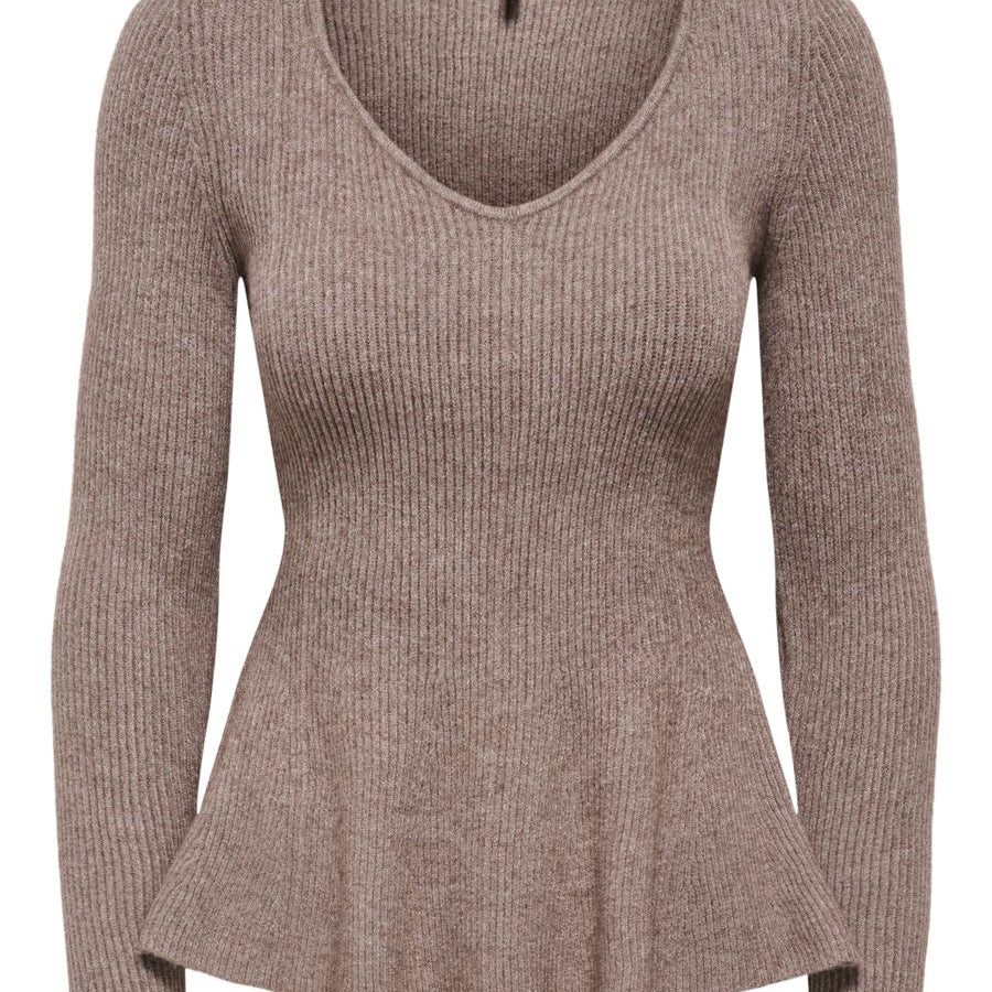 ONLIBI LS V-NECK RIB PEPLUM CC KNT