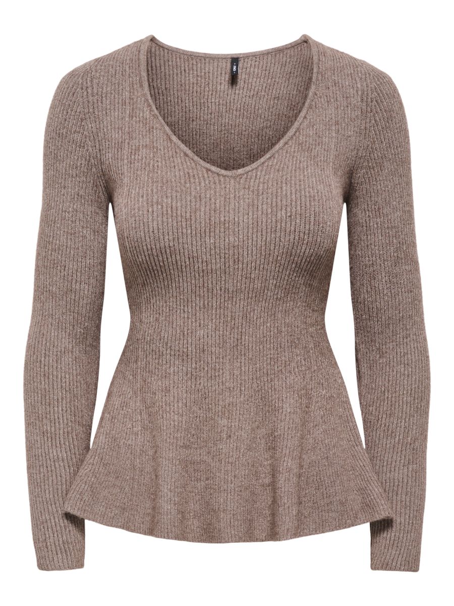 ONLIBI LS V-NECK RIB PEPLUM CC KNT