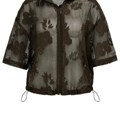 Durchsichtige Bluse im Häkelstil mit Blumenmuster