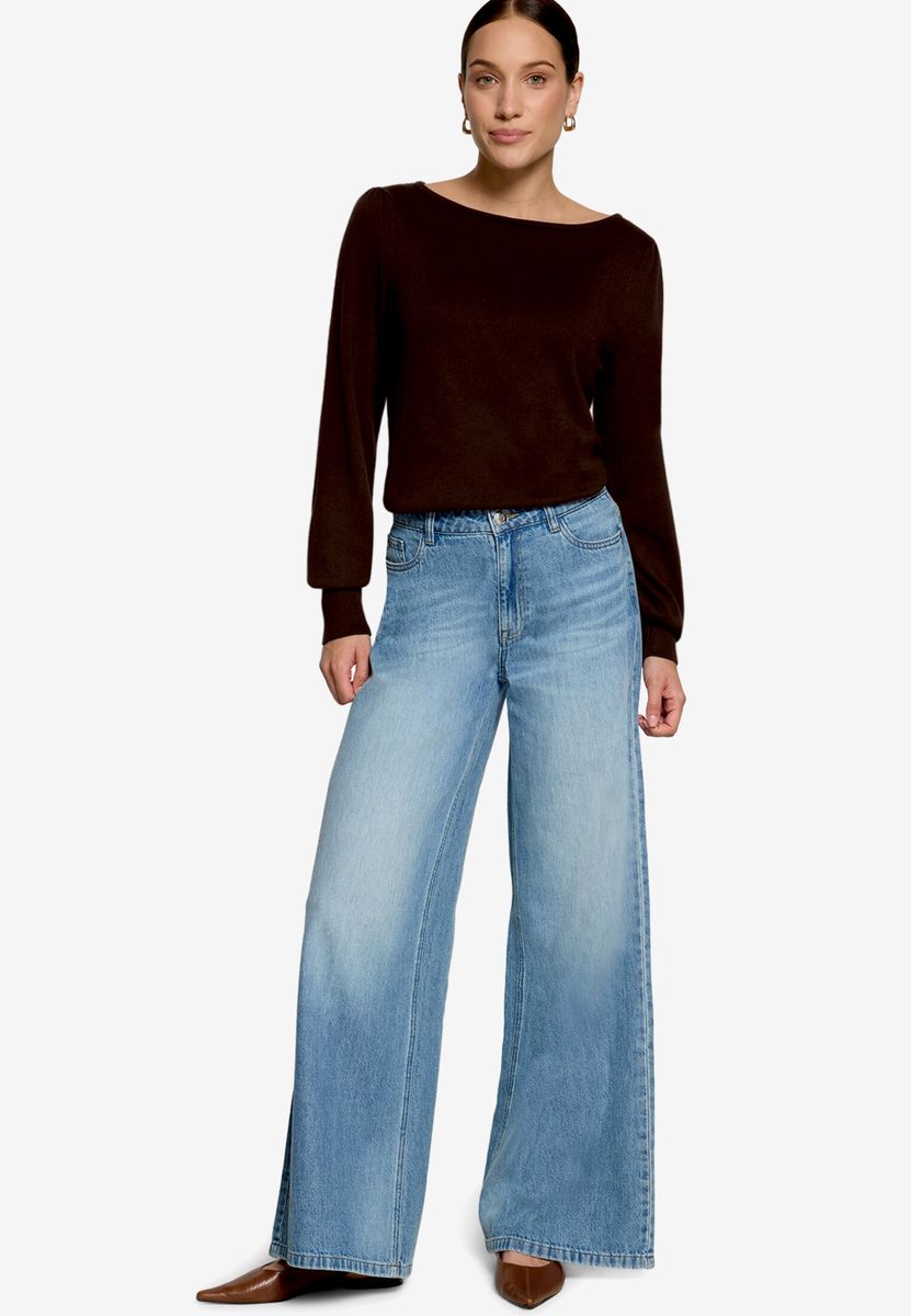 Feinstrickpullover mit U-Boot Ausschnitt