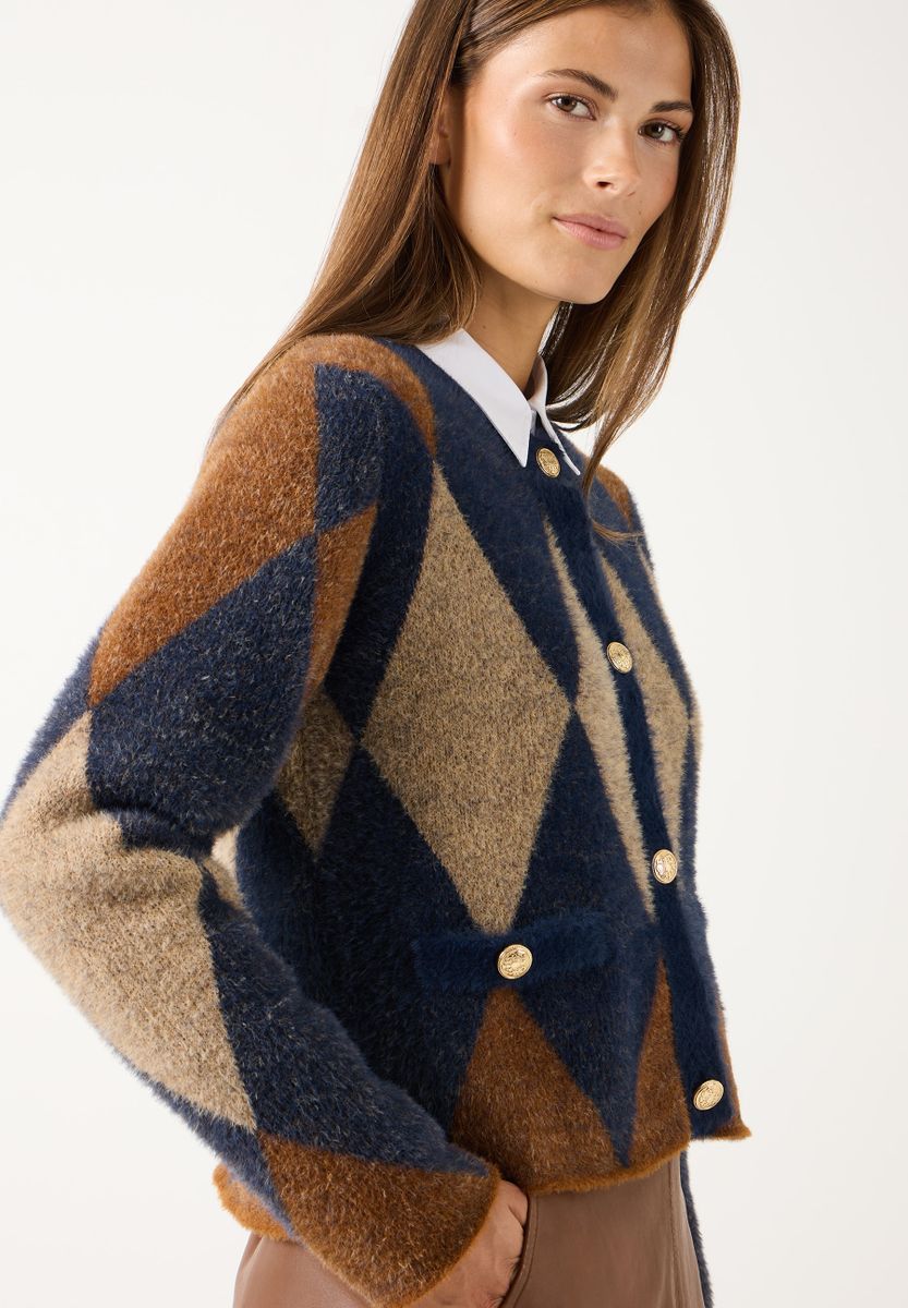 Cardigan mit Rhomben-Muster