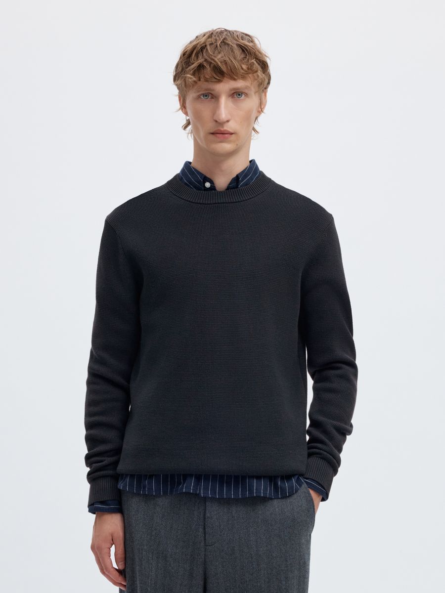 SLMDANE LS KNIT STRUCTURE CREW NECK