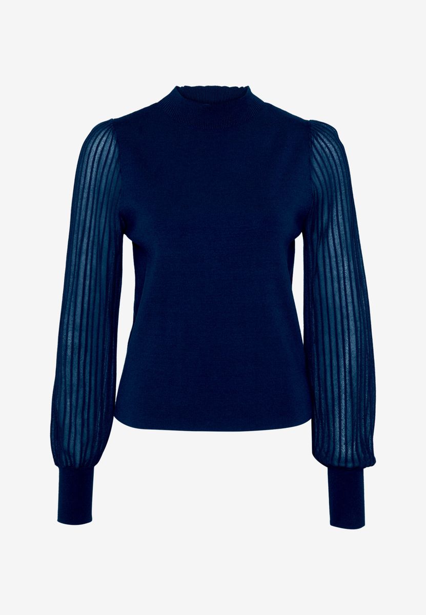 Strickpullover mit transparenten Ärmeln