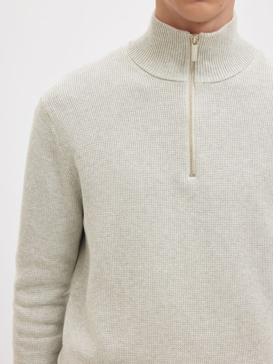 SLMDANE LS KNIT STRUCTURE HALF ZIP