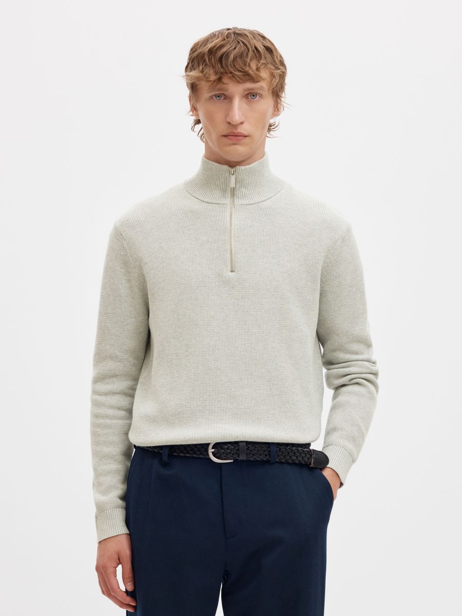SLMDANE LS KNIT STRUCTURE HALF ZIP