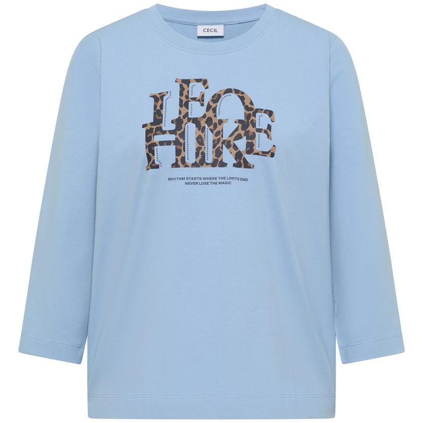 3/4-Arm Shirt mit Wording im Leo-Look