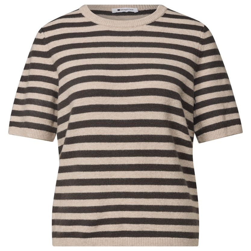 Kurzarm Pullover mit Rundhals und Streifen