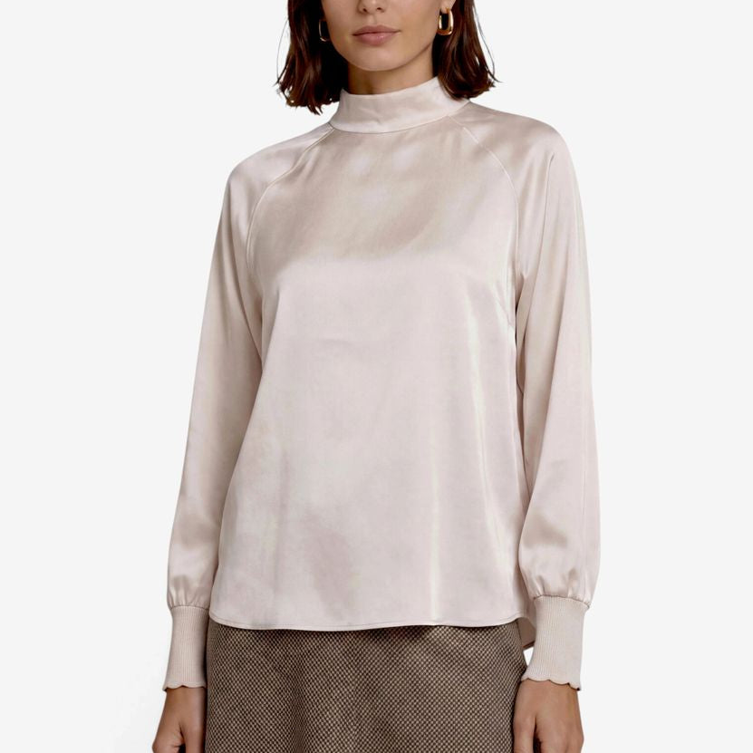Damen Satinbluse mit Stehkragen