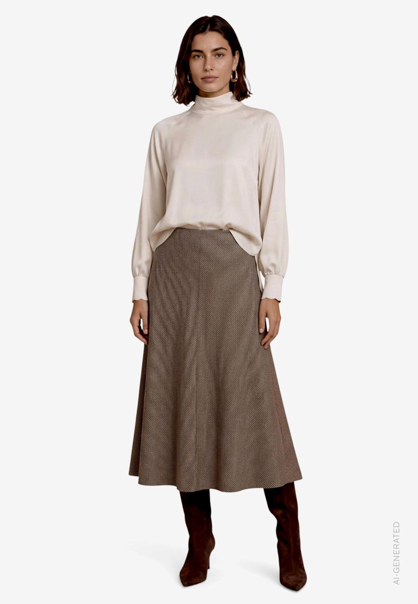 Damen Satinbluse mit Stehkragen