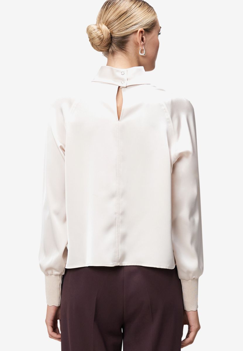 Damen Satinbluse mit Stehkragen