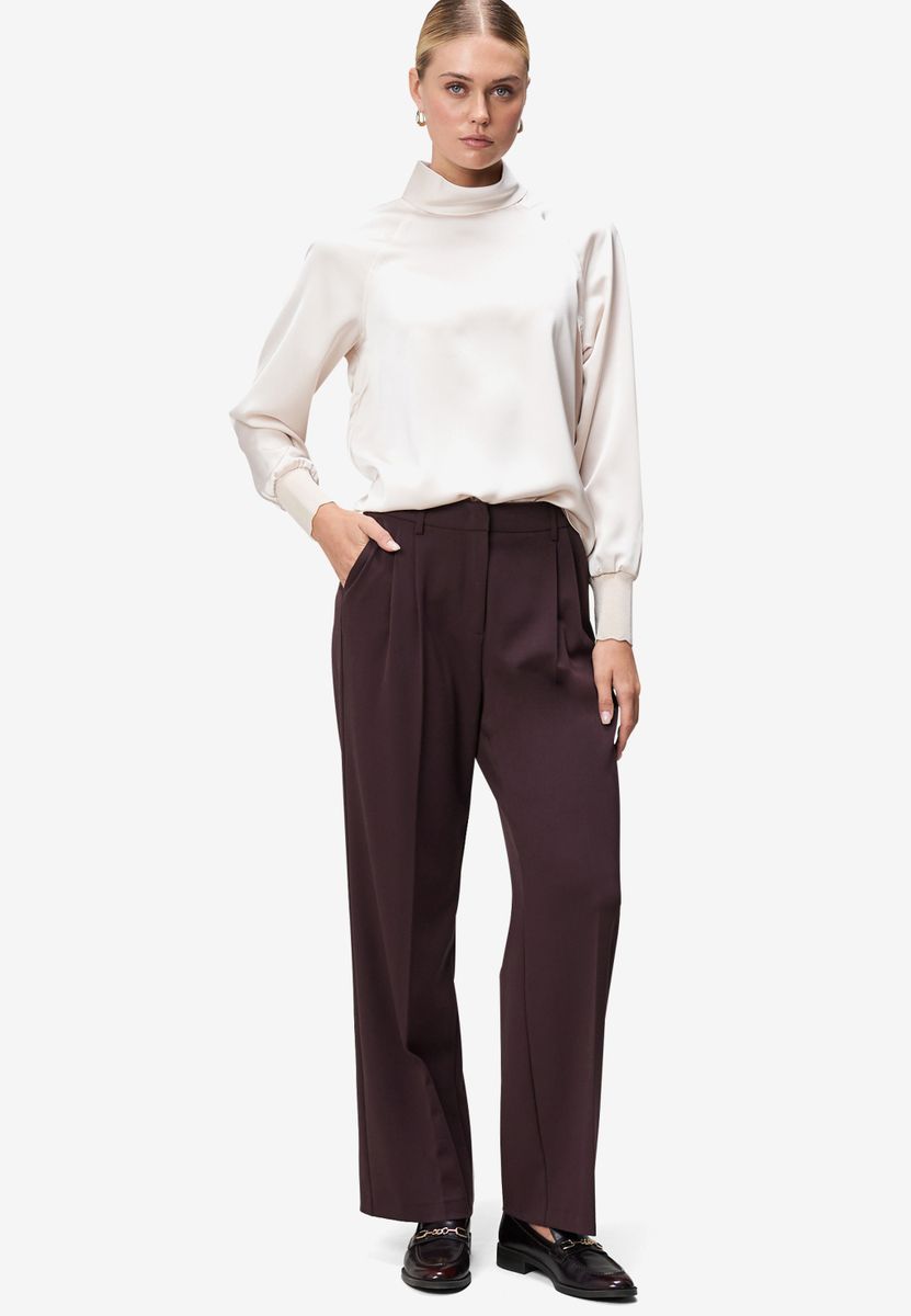 Damen Satinbluse mit Stehkragen