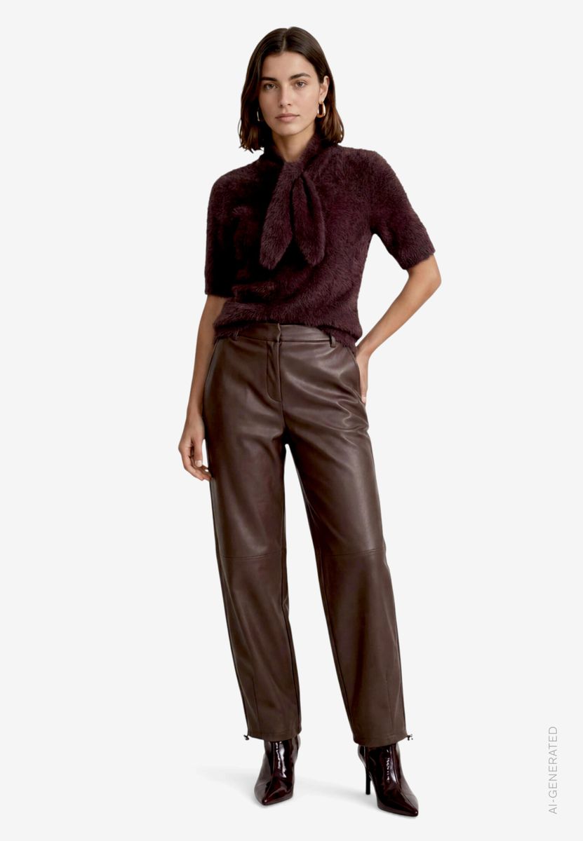 Damen Kurzarmpullover flauschig
