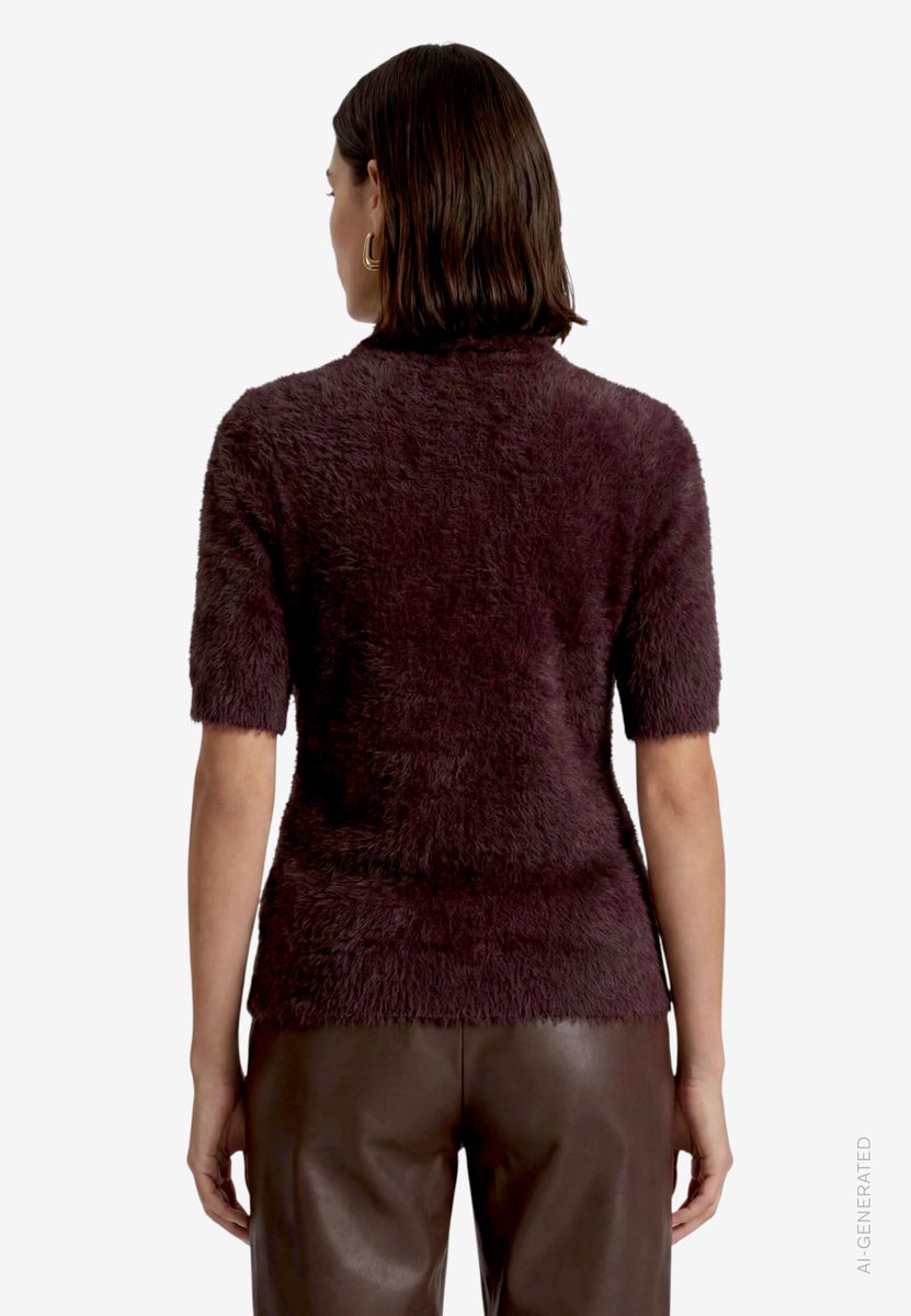 Damen Kurzarmpullover flauschig