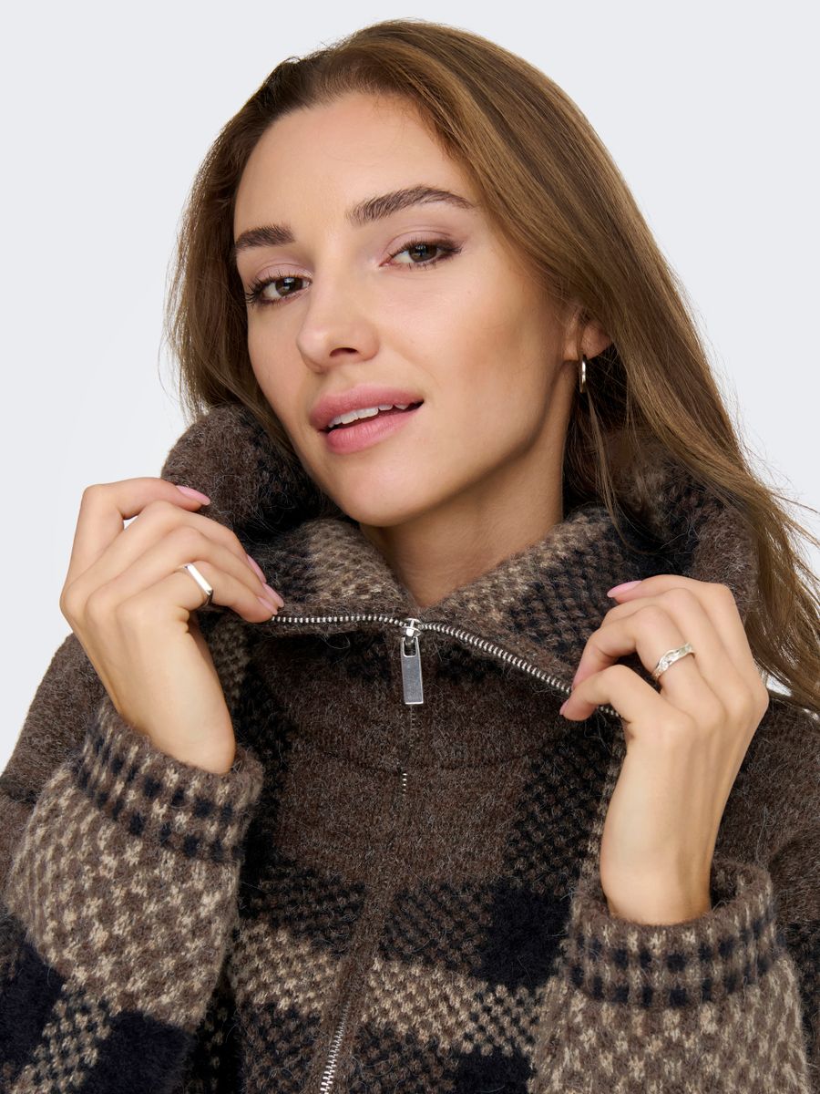 ONLMAROON LS ZIP COLLAR CARDIGAN KNT