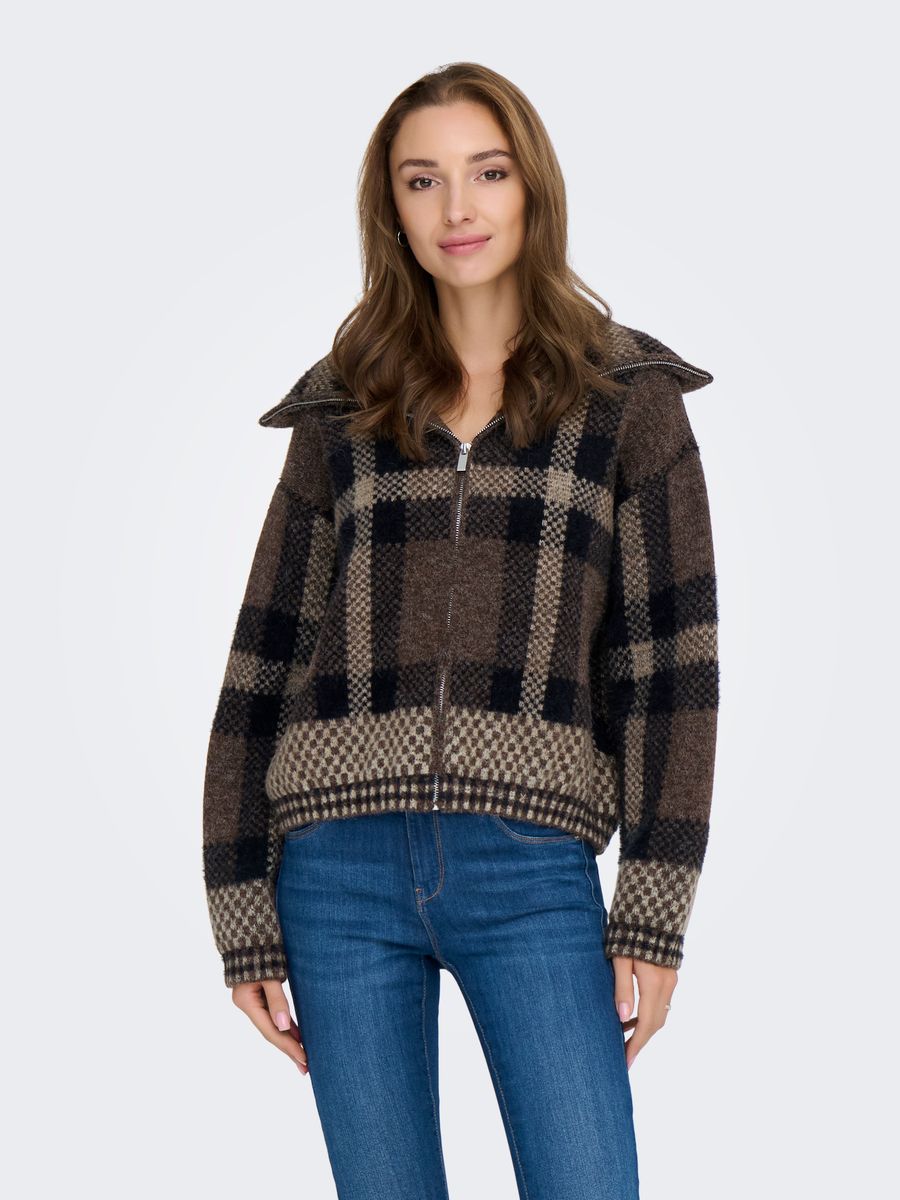 ONLMAROON LS ZIP COLLAR CARDIGAN KNT