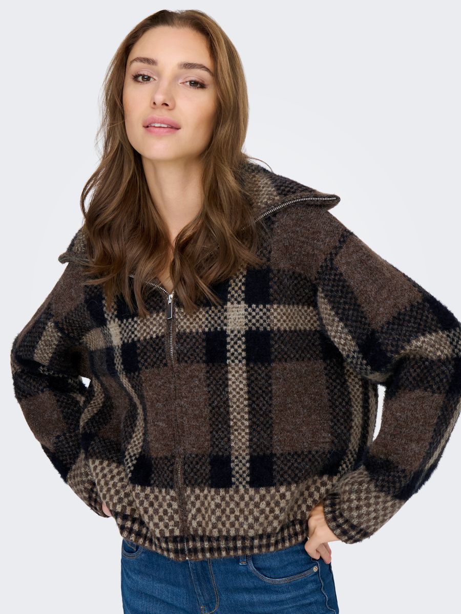 ONLMAROON LS ZIP COLLAR CARDIGAN KNT