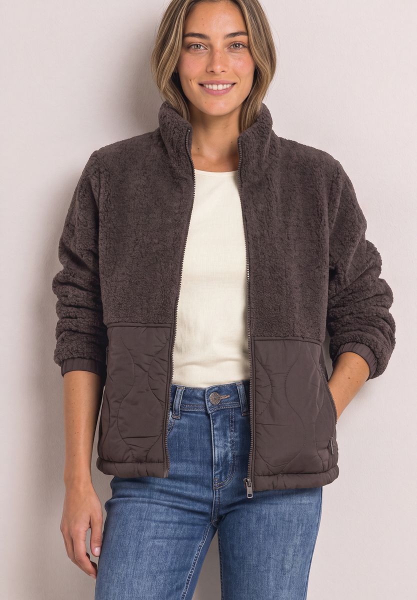 Teddy-Jacke mit Softshelldetails