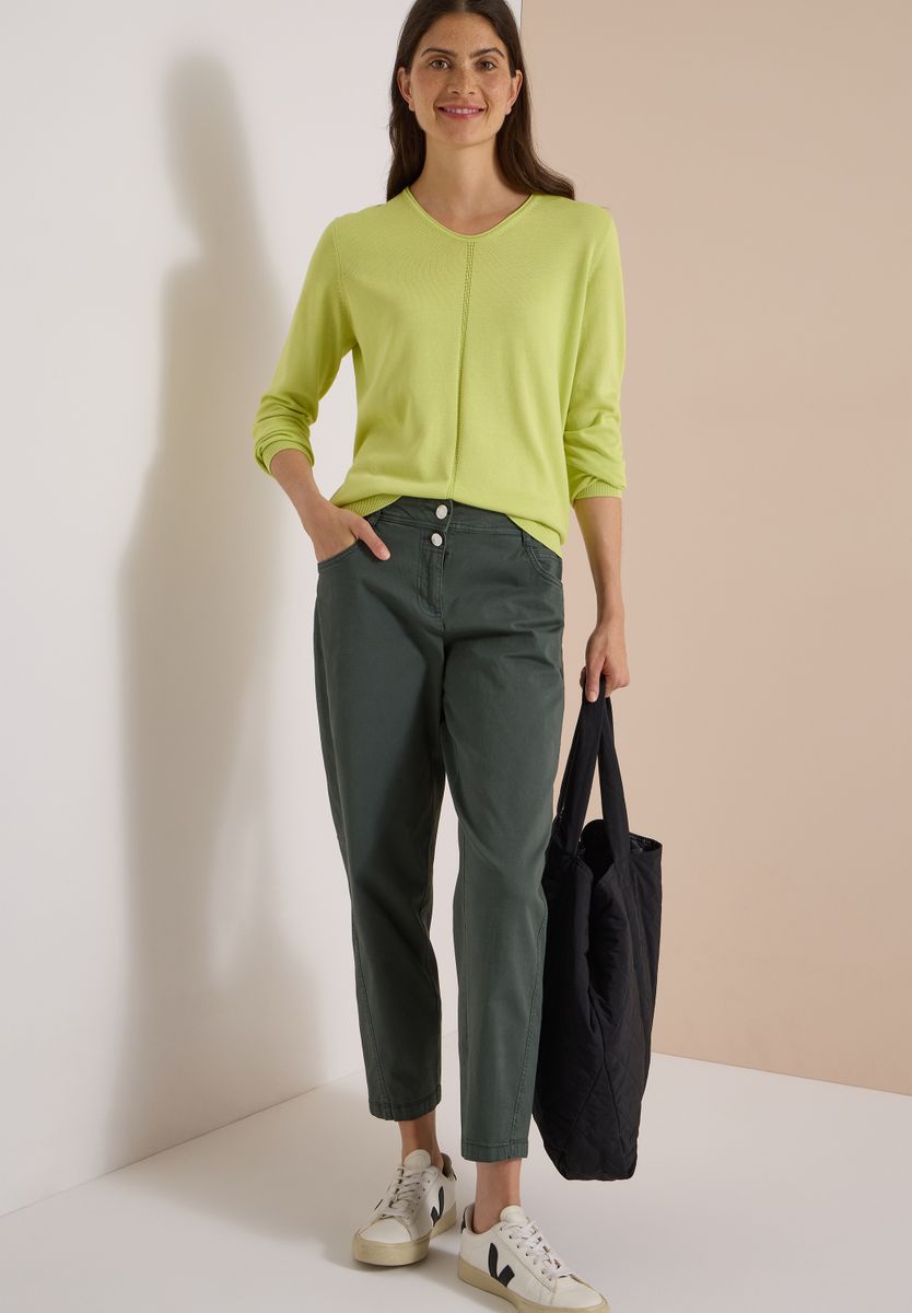Mid Waist Barrel Leg Hose im Casual Fit