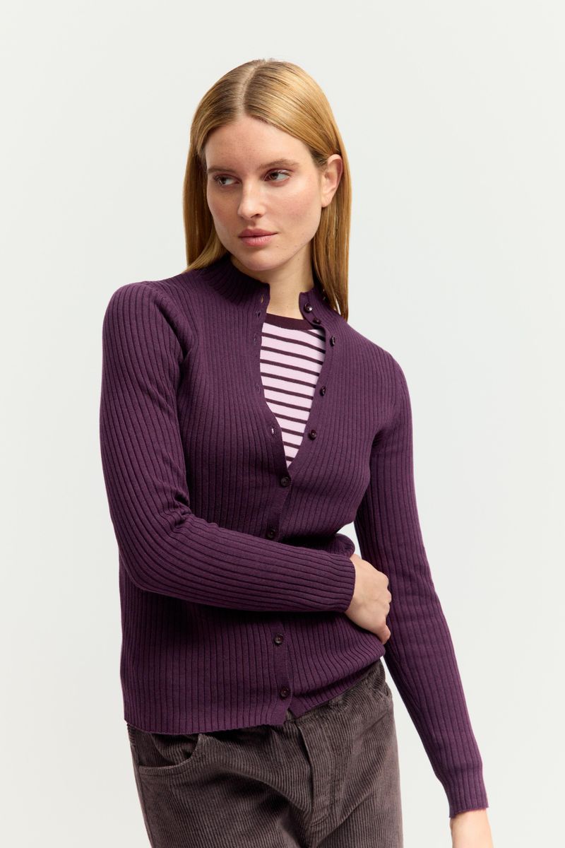 Rib Turtleneck cardigan