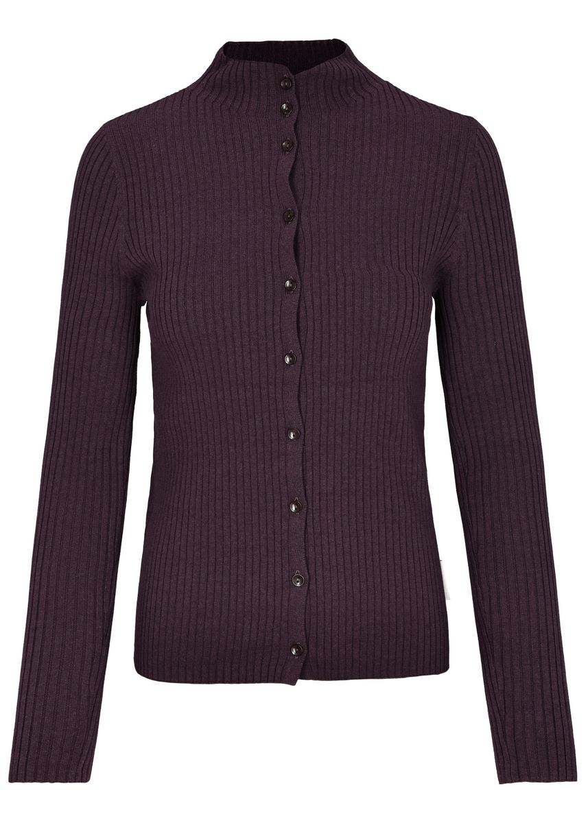 Rib Turtleneck cardigan