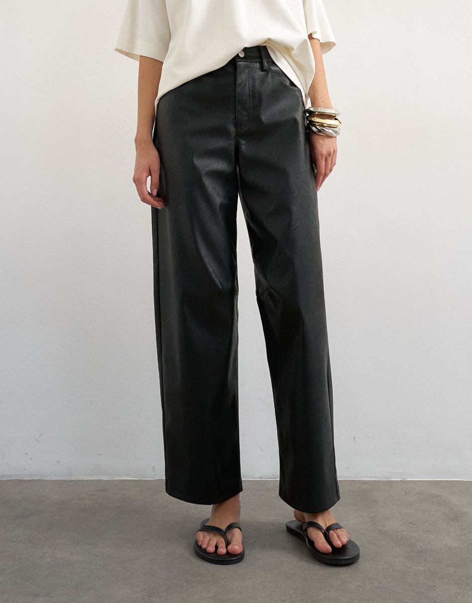 TSTALLA COATED BARREL TROUSERS