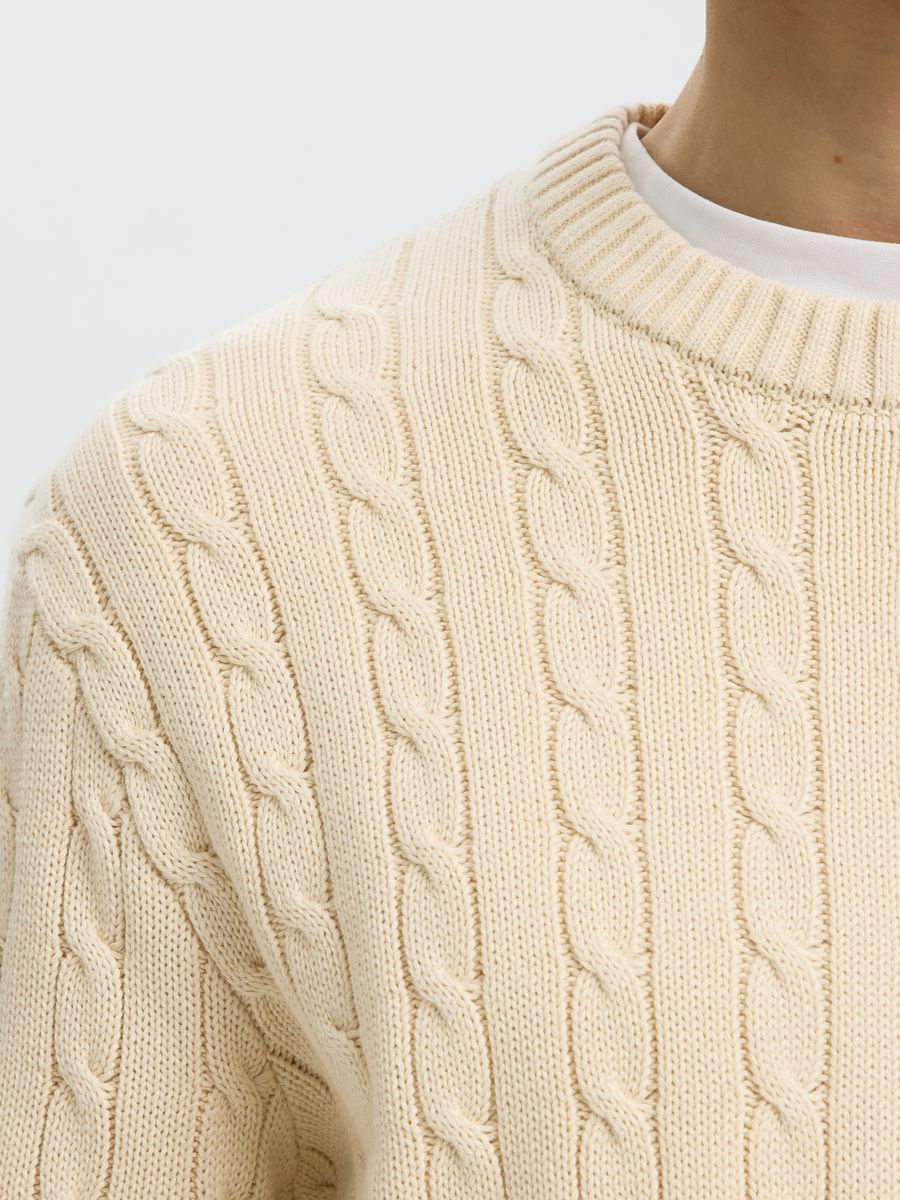 SLMBRAUN KNIT CABLE CREW NOOS