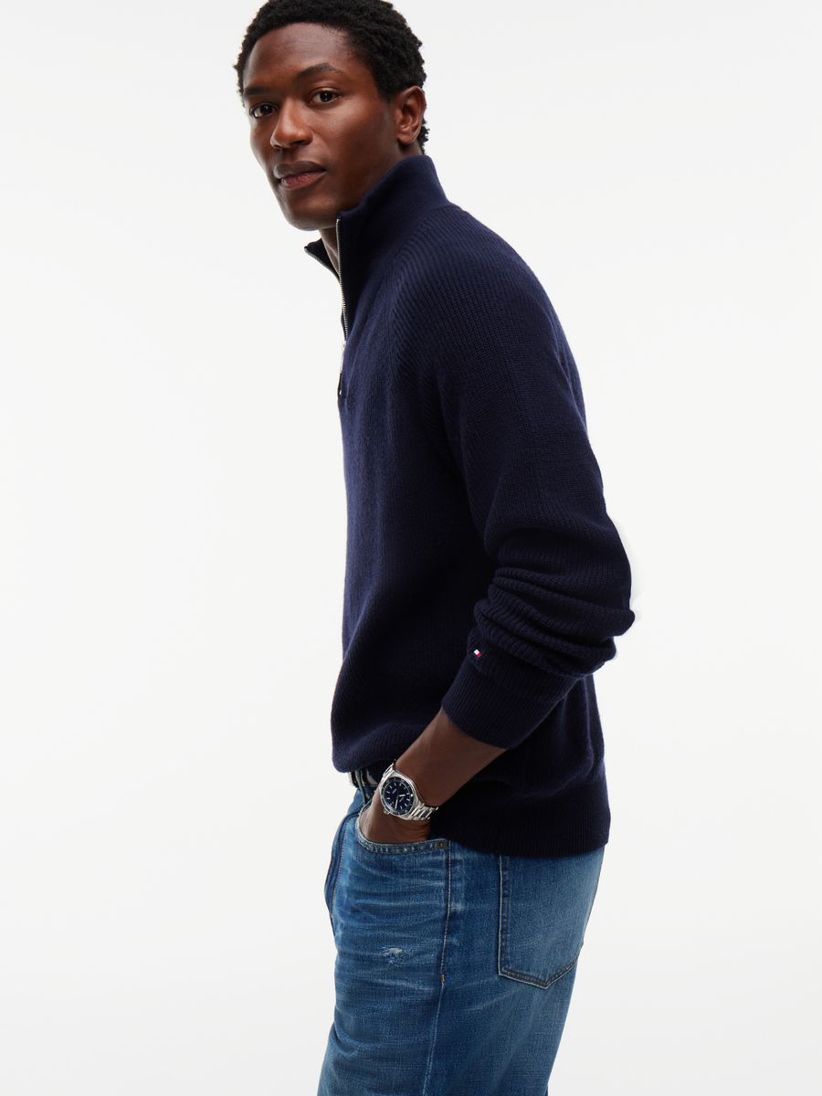 FISHERMAN RIB ZIP MOCK