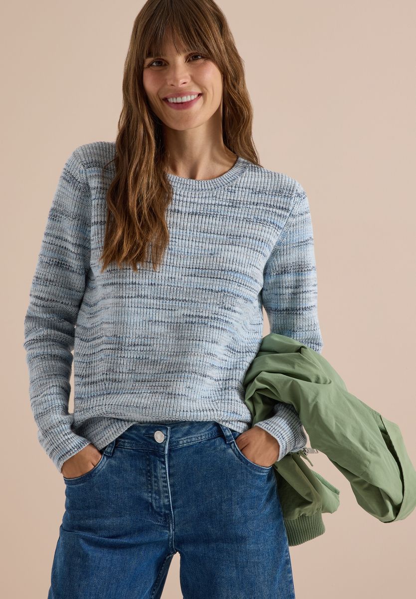 Pullover mit Rundhals und Space-Dye-Optik