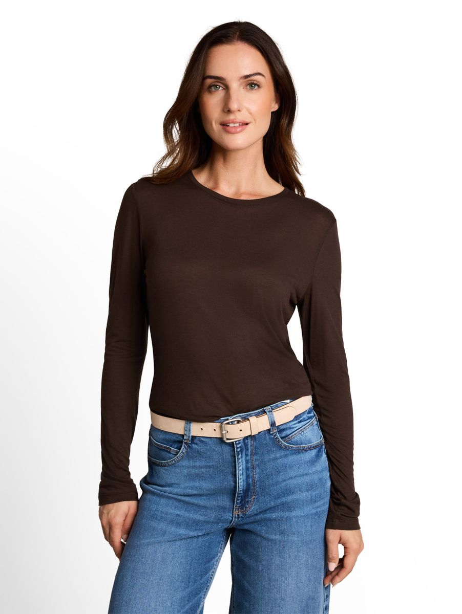 Slim Fit Langarmshirt mit Wollanteil