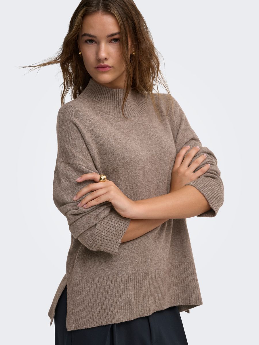 ONLMARY LS HIGH NECK SLIT KNT NOOS