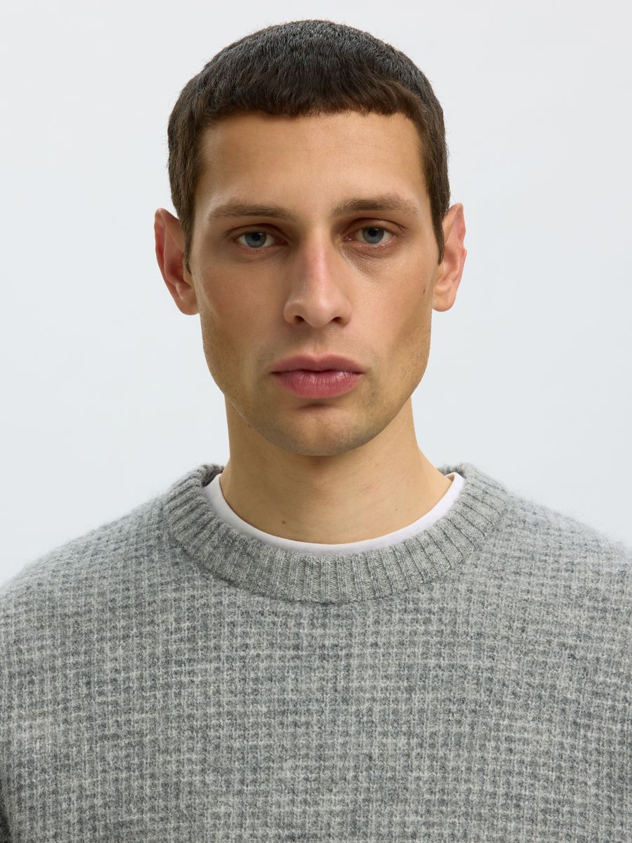 SLMRAI LS KNIT WAFFLE CREW NECK