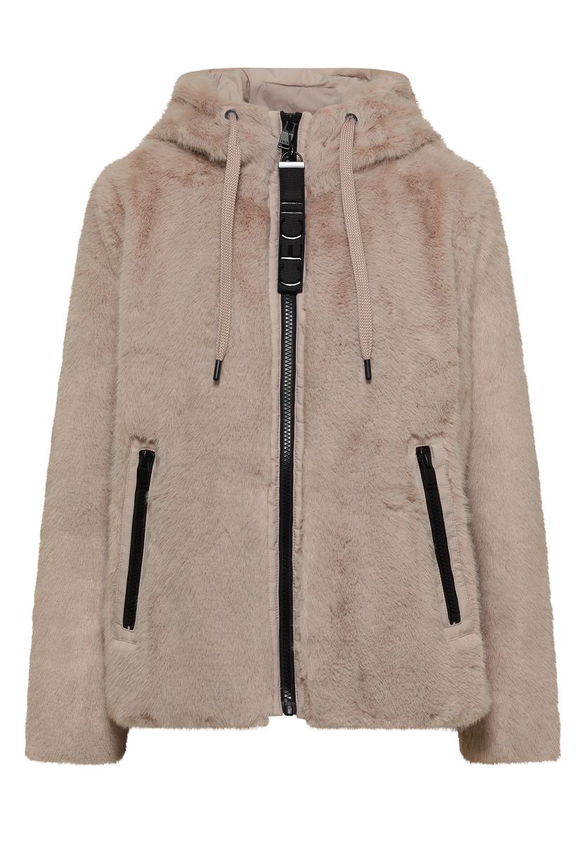 Fake Fur Jacke mit Softshelldetails