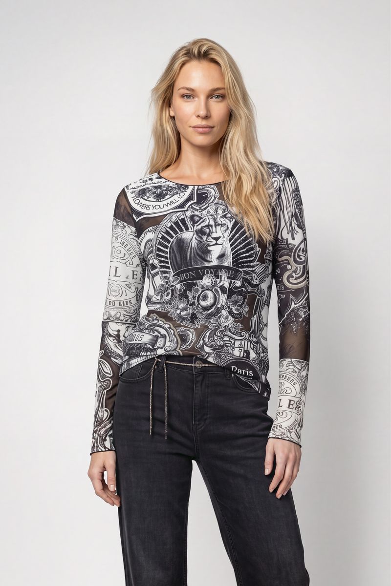 Langarmshirt mit Emblem-Muster