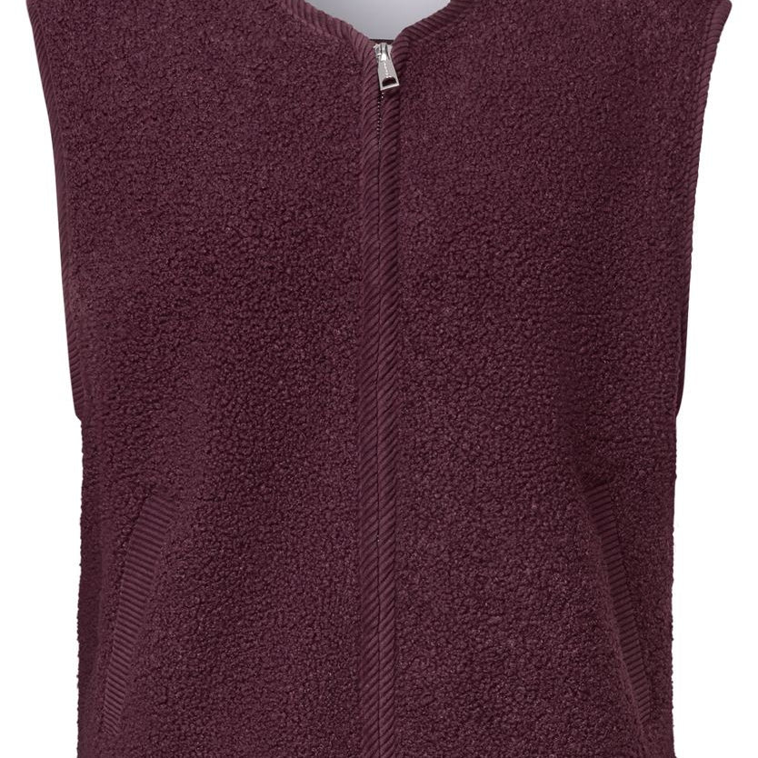 Teddy-Weste mit Zipper und Corddetails