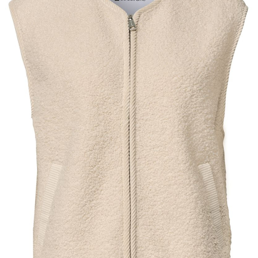 Teddy-Weste mit Zipper und Corddetails