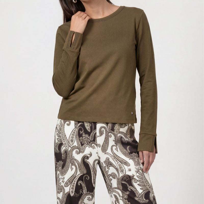 Langarmshirt mit Strassdetails